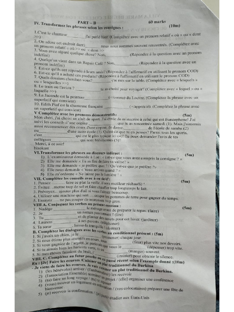 French Question Paper | PDF