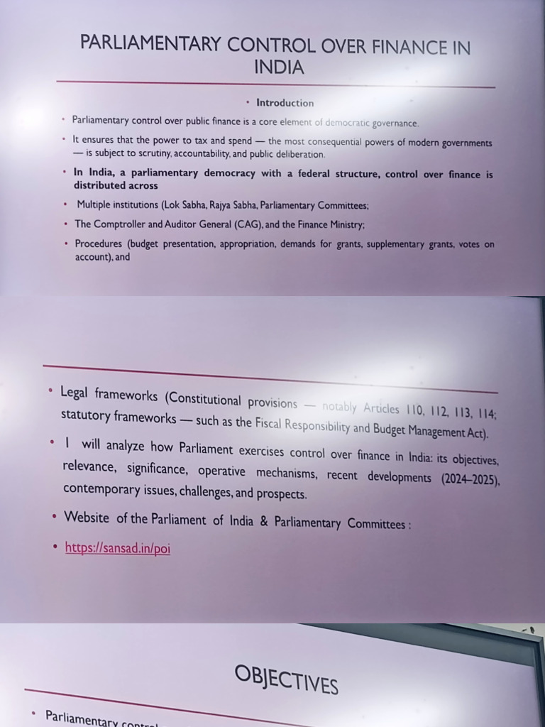 Parliamentary Control and Committees by Bramhyya Sir | PDF