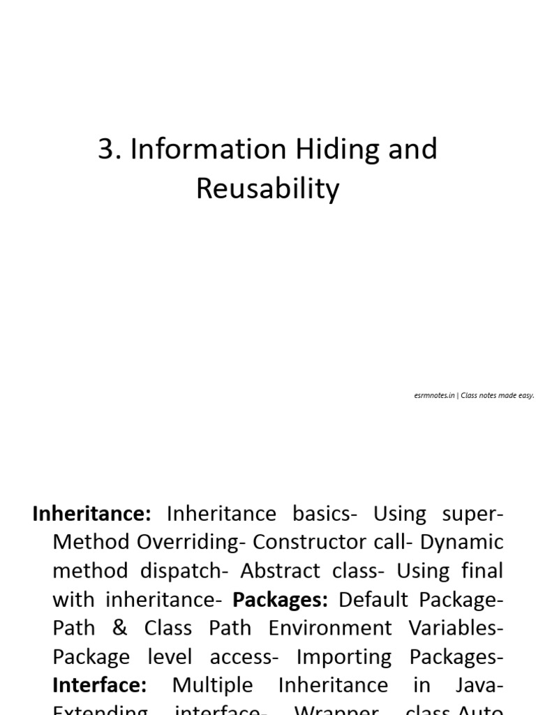 Unit 3 Programming in JAVA Esrmnotes - in | PDF | Class (Computer ...