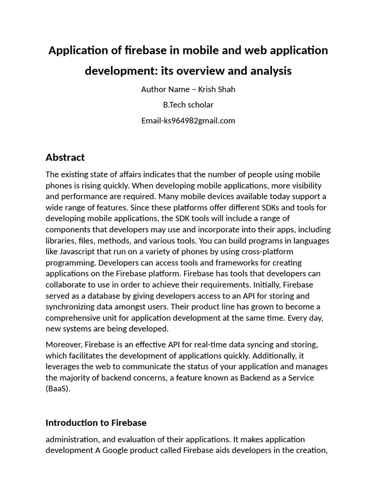 Application of Firebase in Mobile and Web Application | PDF | Mobile ...