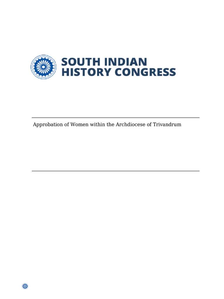 Approbation of Women Within The Archdiocese of Trivandrum-Dr ...
