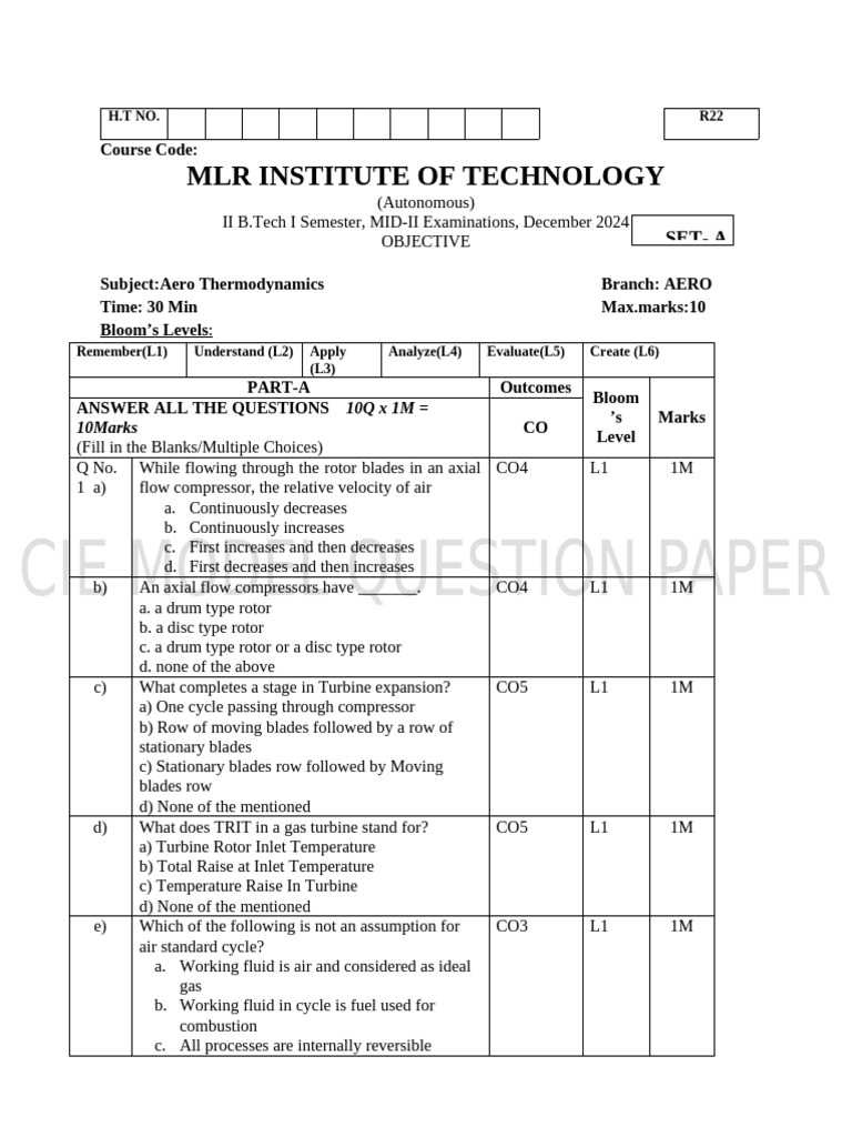 Atd Cie-II Objective (2) | PDF | Turbine | Internal Combustion Engine