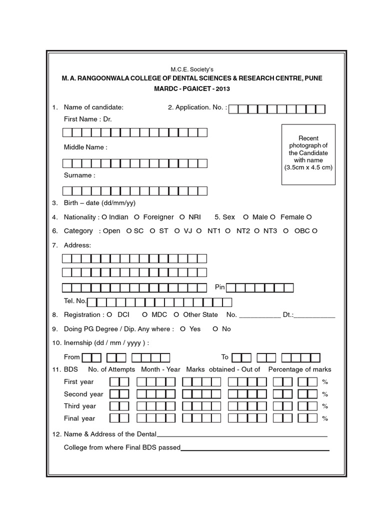 MDS Application Form 2013 | PDF | Chess Theory | Chess