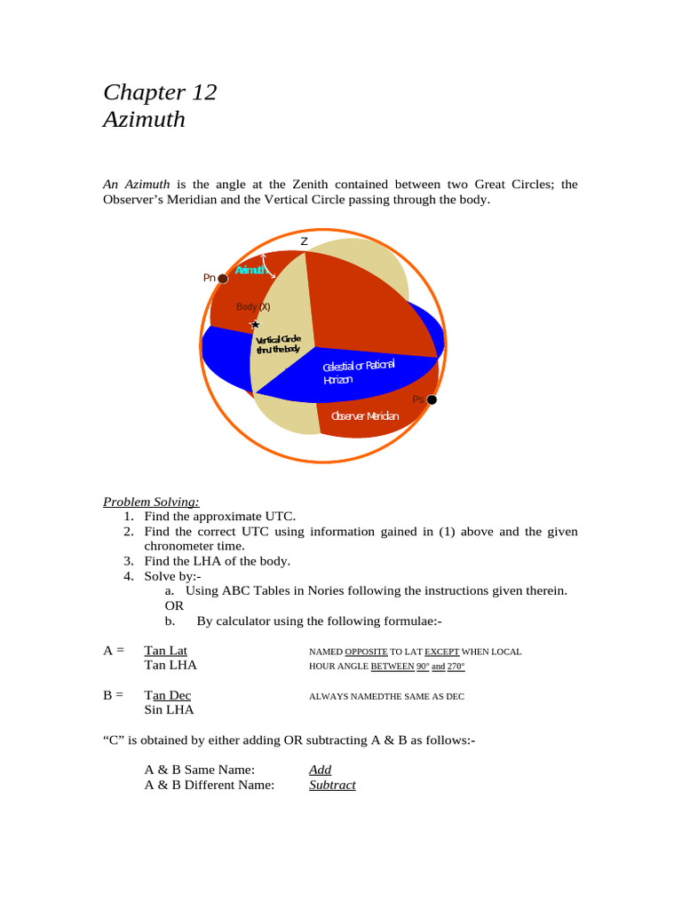 Azimuth Calculation Techniques | PDF | Euclidean Geometry | Geodesy