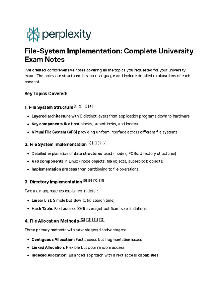 File System Implementation Notes | PDF | File System | Information ...