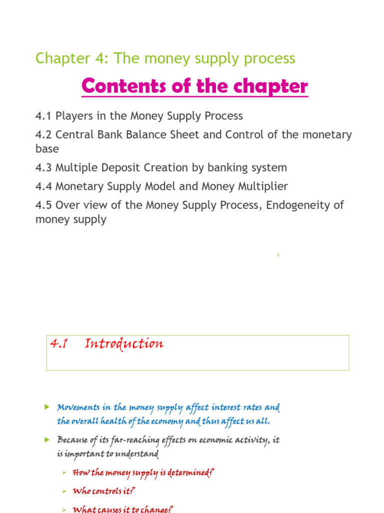 Monetary Chapter IV | PDF | Money Supply | Money