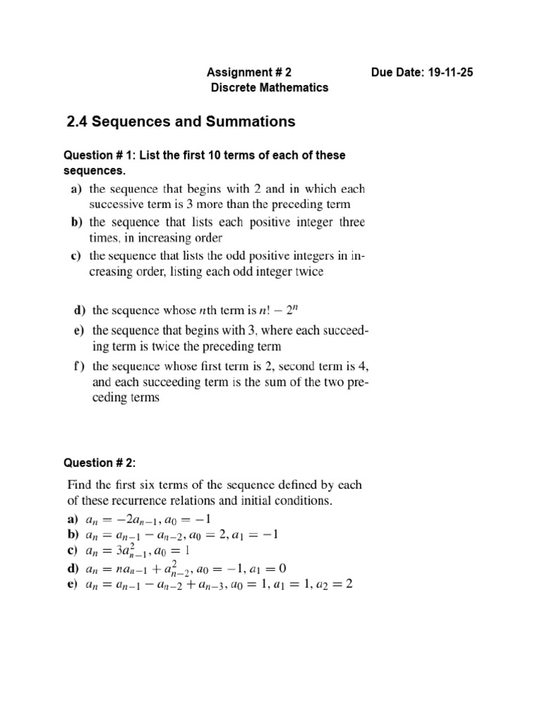 Discrete Math: Sequences & Summations | PDF
