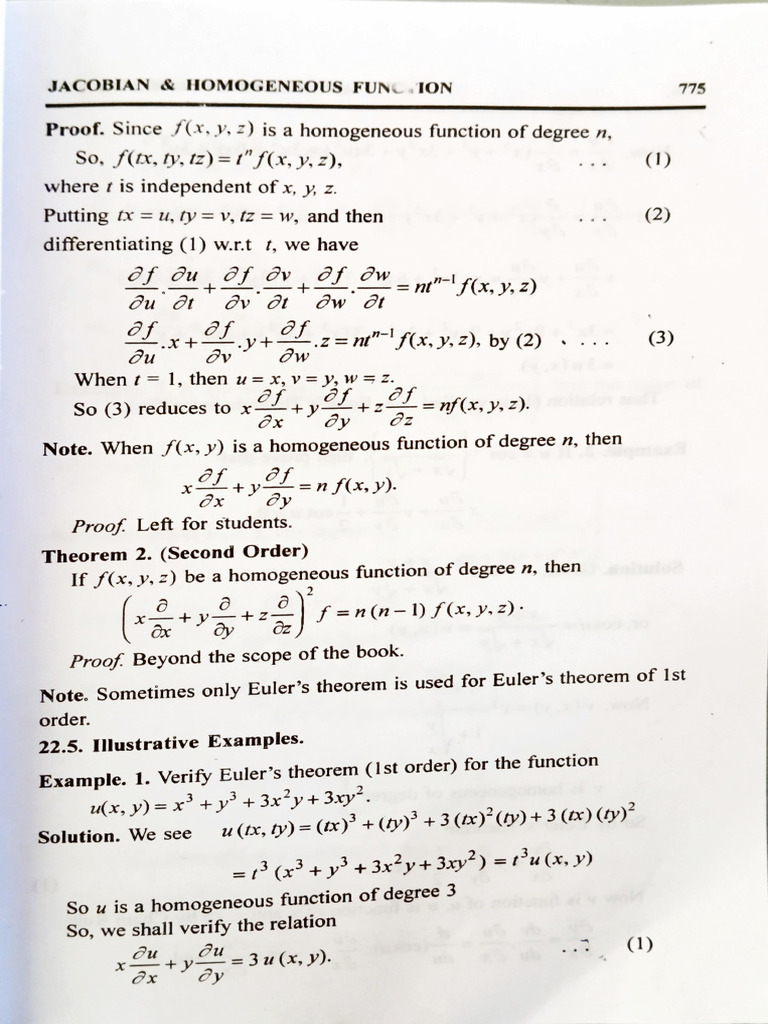 Jacobian and Homogeneous Functions Explained | PDF | Algebra | Equations