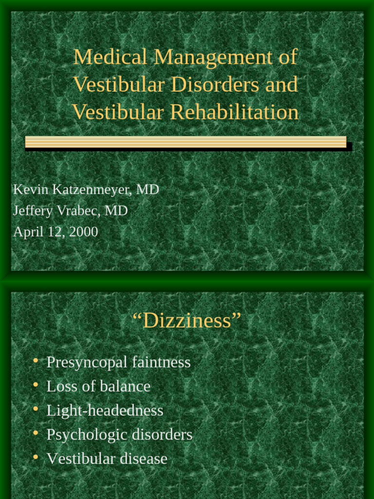 Medical Management of Vestibular Disorders | PDF | Vestibular System ...