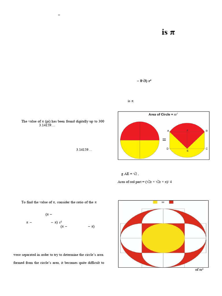 Ratio of Area of Circle and r2 is π | PDF | Area | Pi