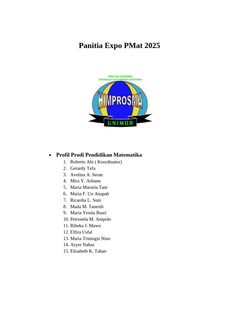 Panitia Expo PMat 2025 | PDF