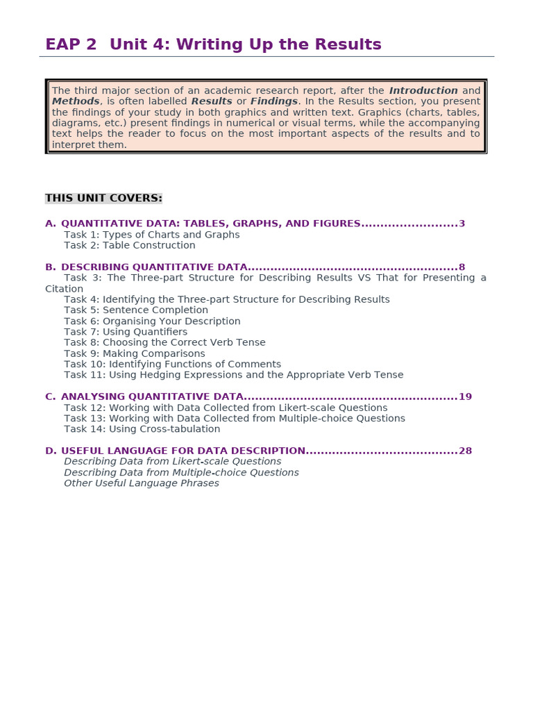 EAP2 - Unit 4 - Writing Up The Results | PDF | Statistics | Multiple Choice