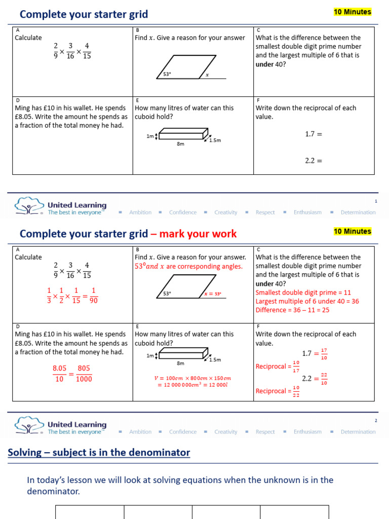Lesson 3 - Subject in The Denominator | PDF | Discrete Mathematics ...