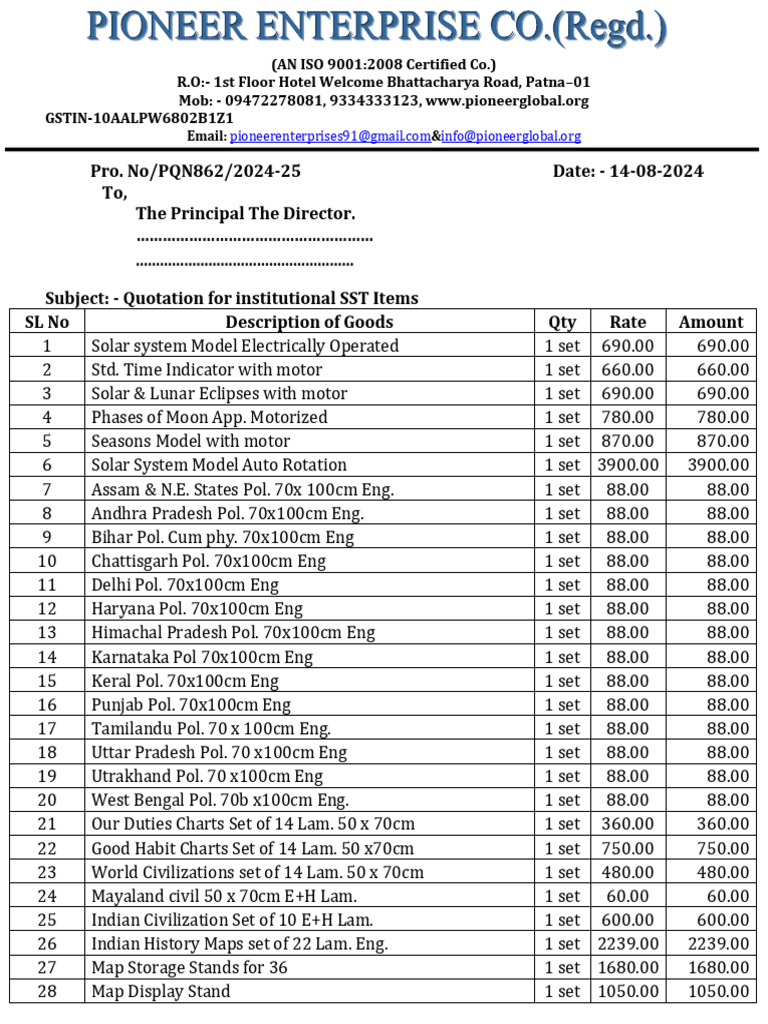 Quotation for Educational SST Items | PDF | Nature | Physical Geography