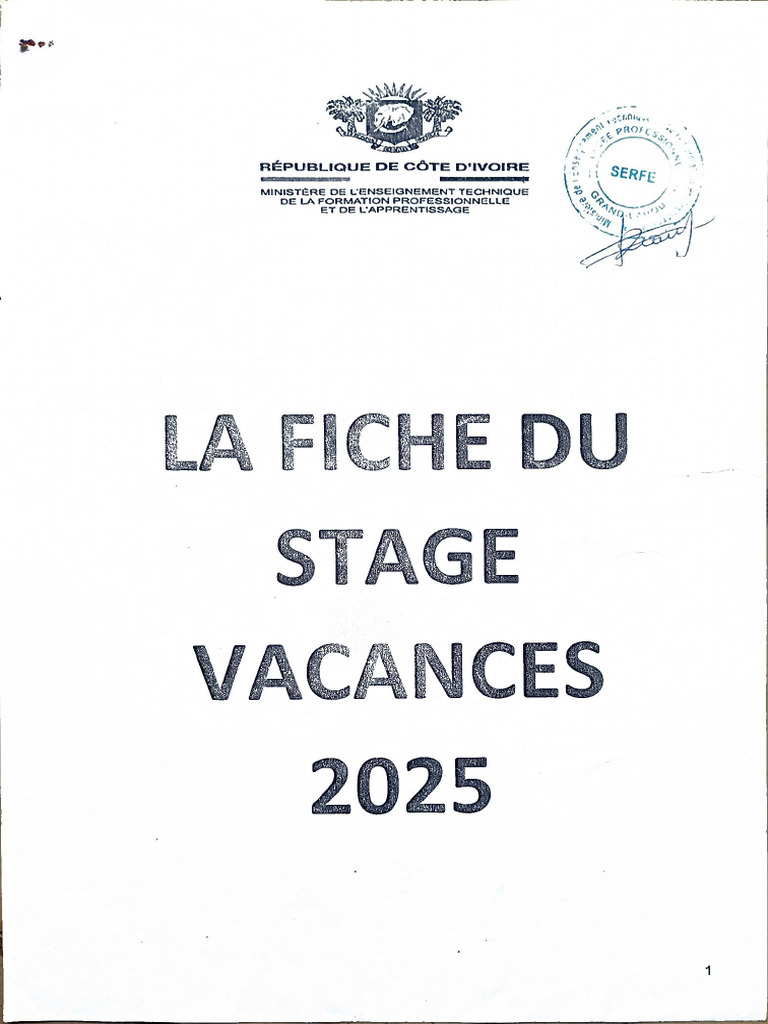 Fiche Notation de Stage | PDF