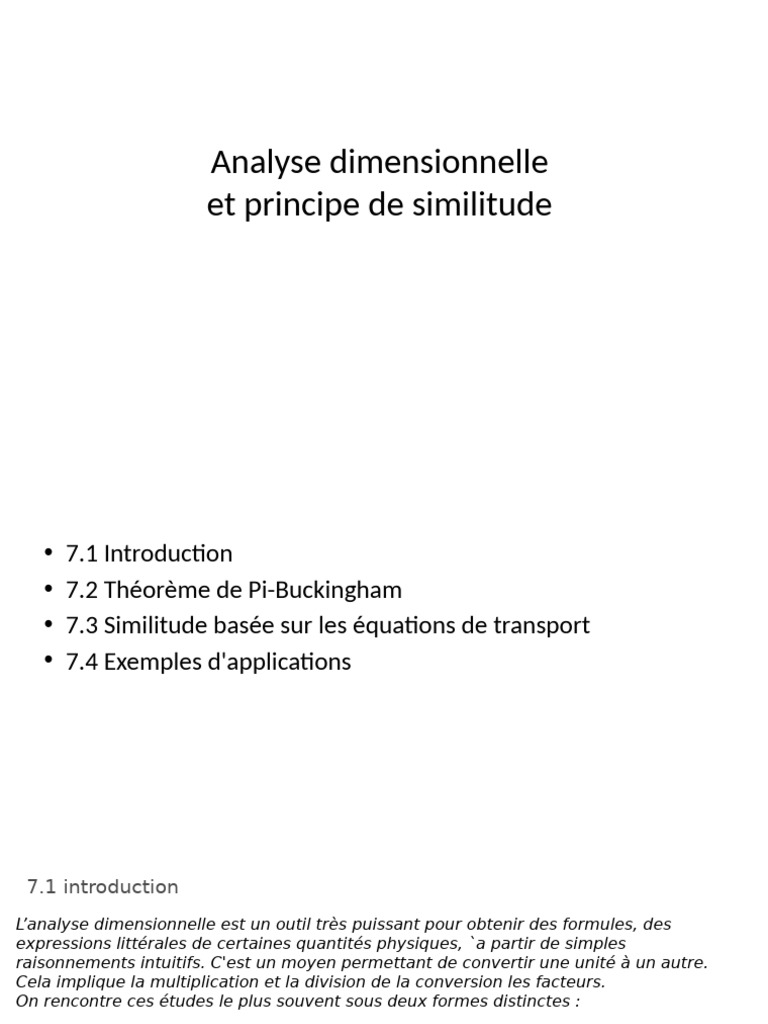 Analyse dimensionnelle et similitude | PDF | Nombre de Reynolds | Pression