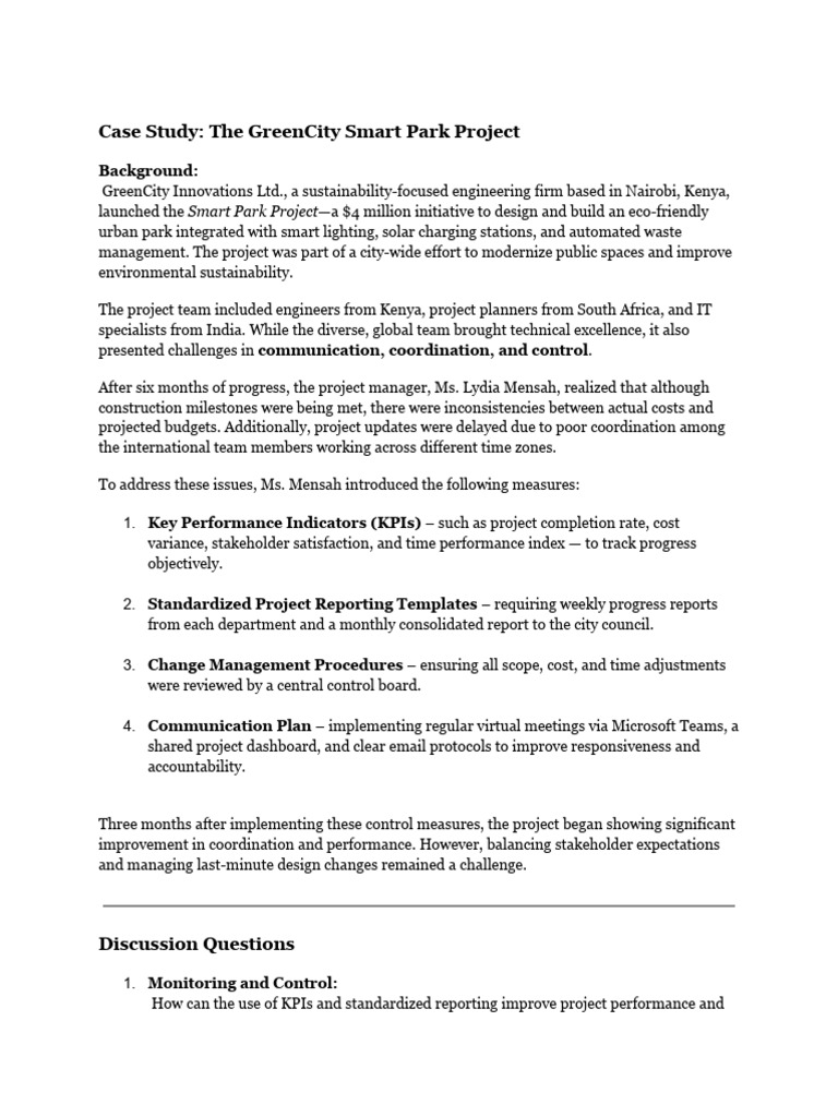 GreenCity Smart Park Project Case Study | PDF | Performance Indicator ...