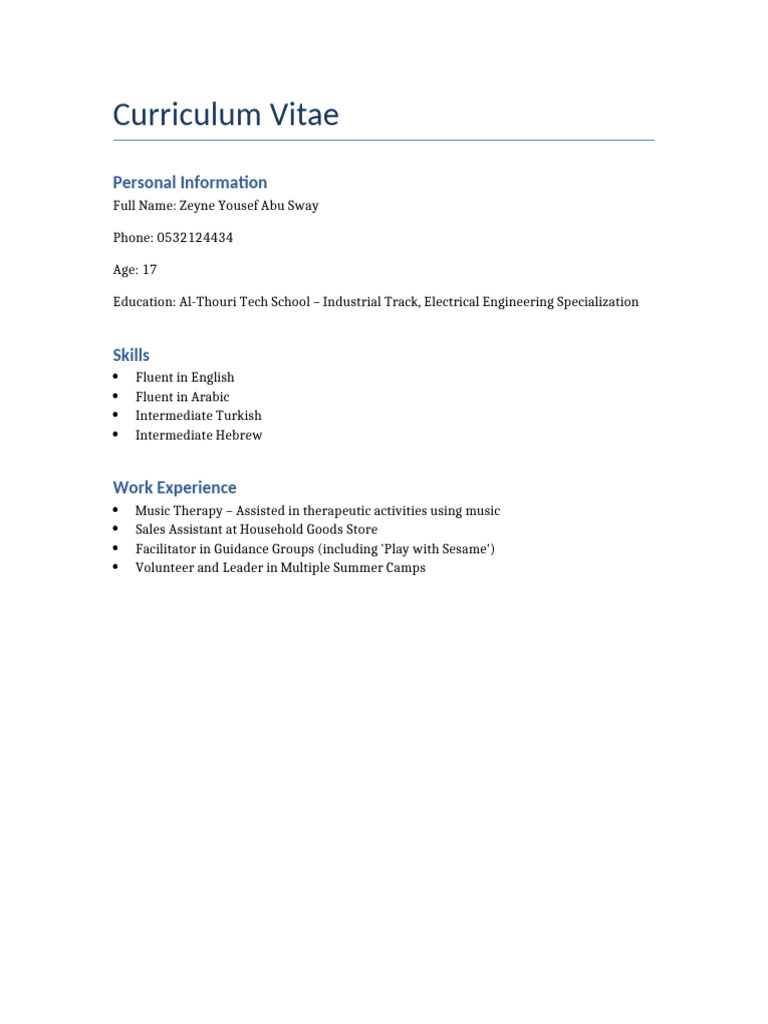 Zeyne Abu Sway CV | PDF