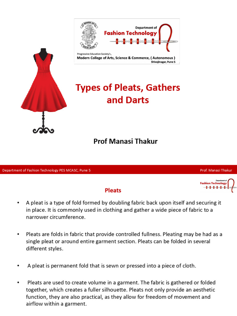 Pleats, Gathers, and Darts Explained | PDF | Sewing | Seam (Sewing)