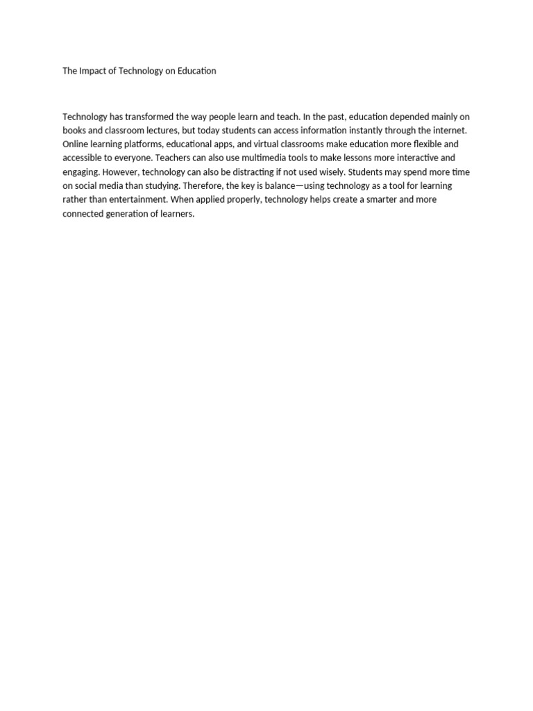 The Impact of Technology On Education | PDF