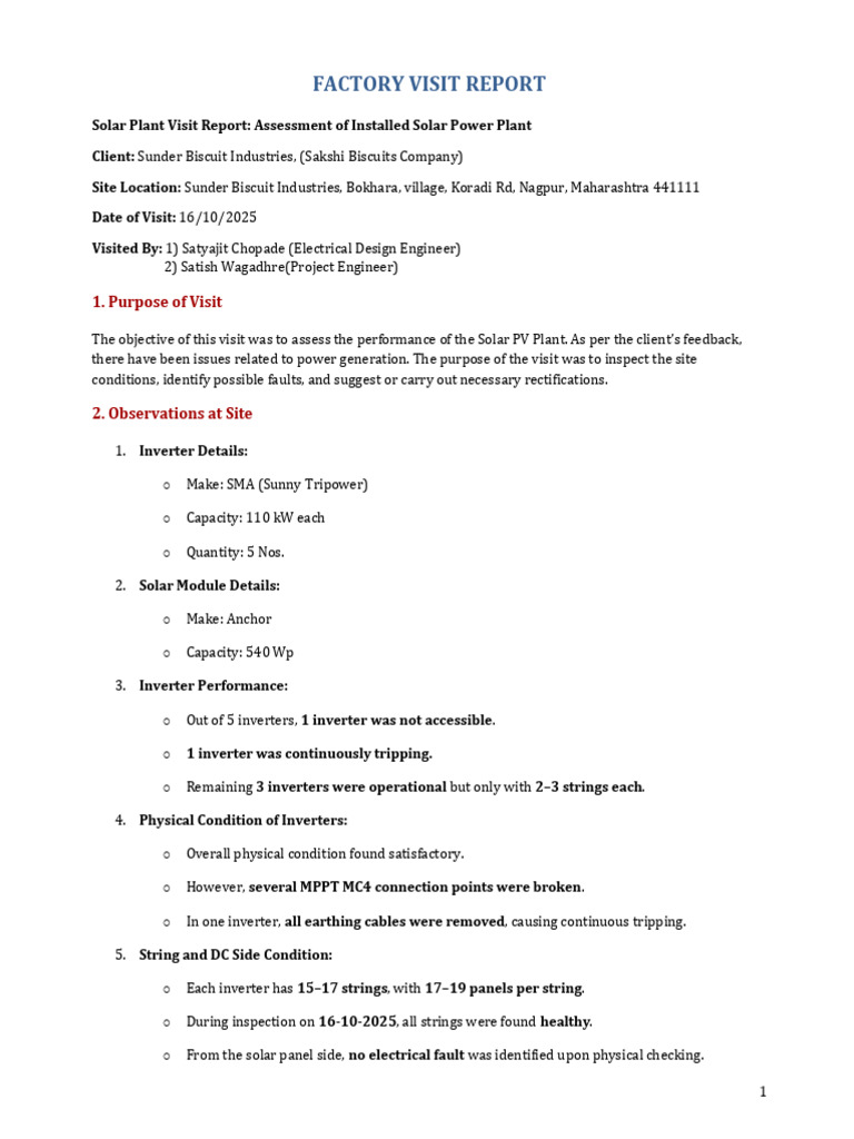 Solar Plant Performance Assessment Report | PDF | Solar Panel | Solar Power