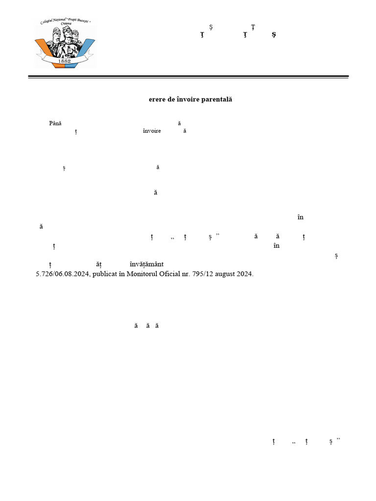 Cerere Invoire Parinte 2024 | PDF