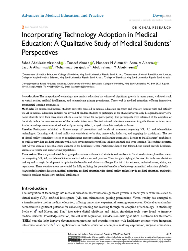 Incorporating Technology Adoption in Medical | PDF | Virtual Reality ...