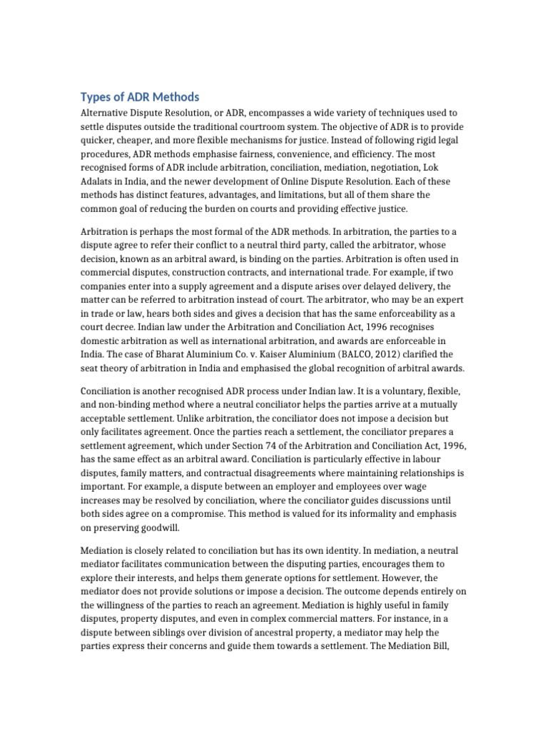 Overview of Alternative Dispute Resolution | PDF | Alternative Dispute ...