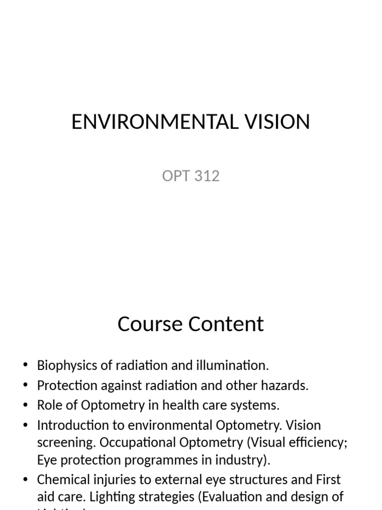 Environmental Vision (Opt312) Slides | PDF | Radiation | Radiation ...
