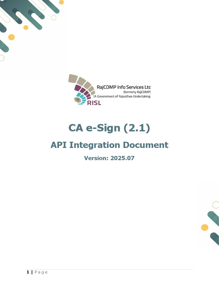 CA e-Sign API Integration Guide | PDF | Xml | Parameter (Computer ...