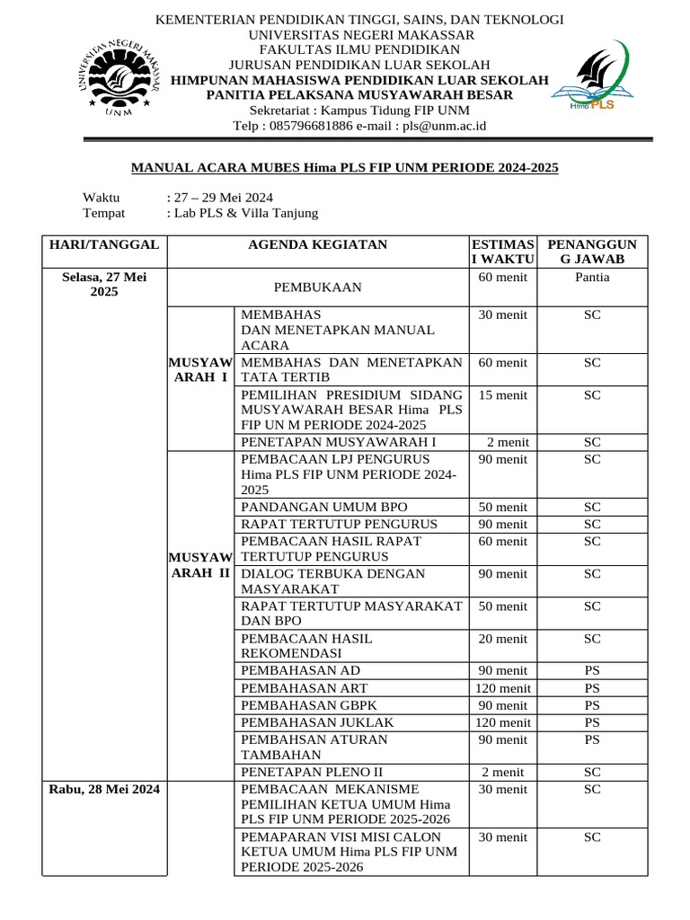Manual Acara Mubes 24-25 | PDF