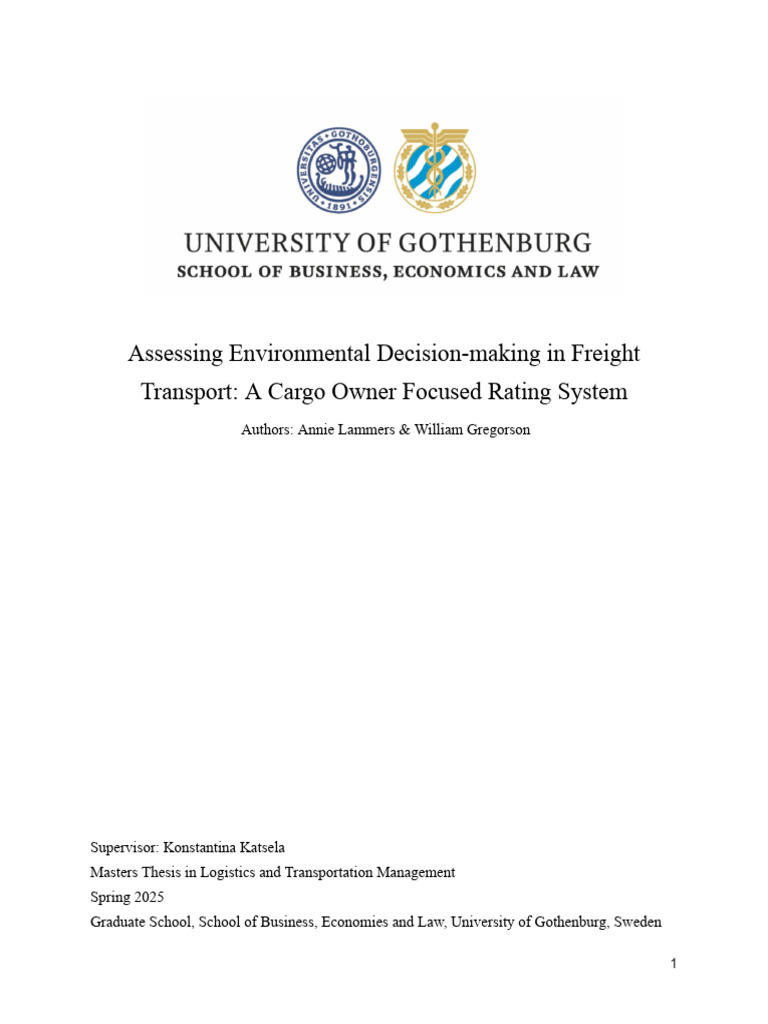 Cargo Owner Rating System for Green Freight | PDF | Sustainability ...
