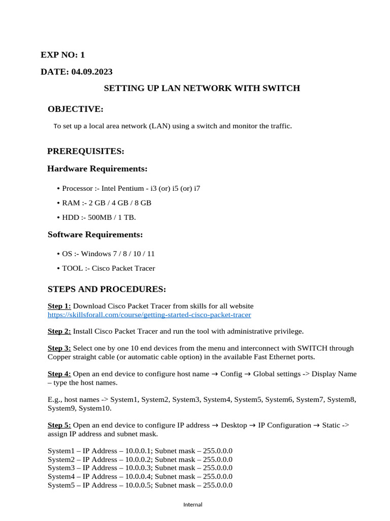 LAN and WAN Setup with Cisco Packet Tracer | PDF | Computer Network ...