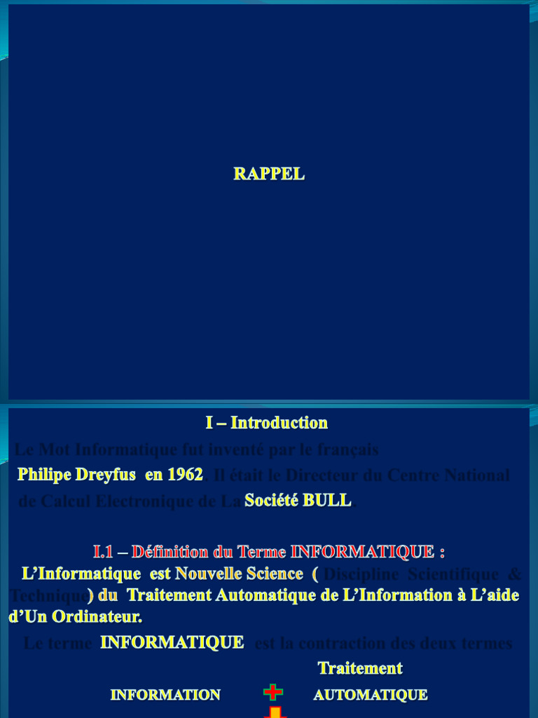 Introduction à l'Informatique et Traitement de l'Information | PDF ...