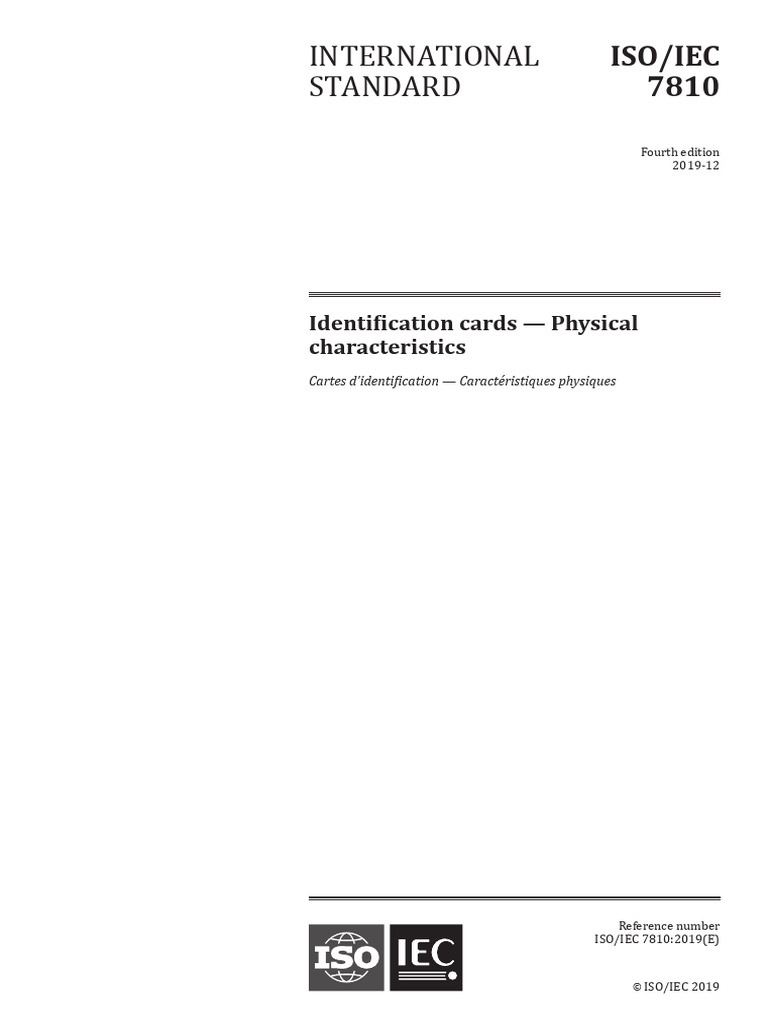 ISO/IEC 7810:2019 Identification Cards | PDF | Smart Card ...