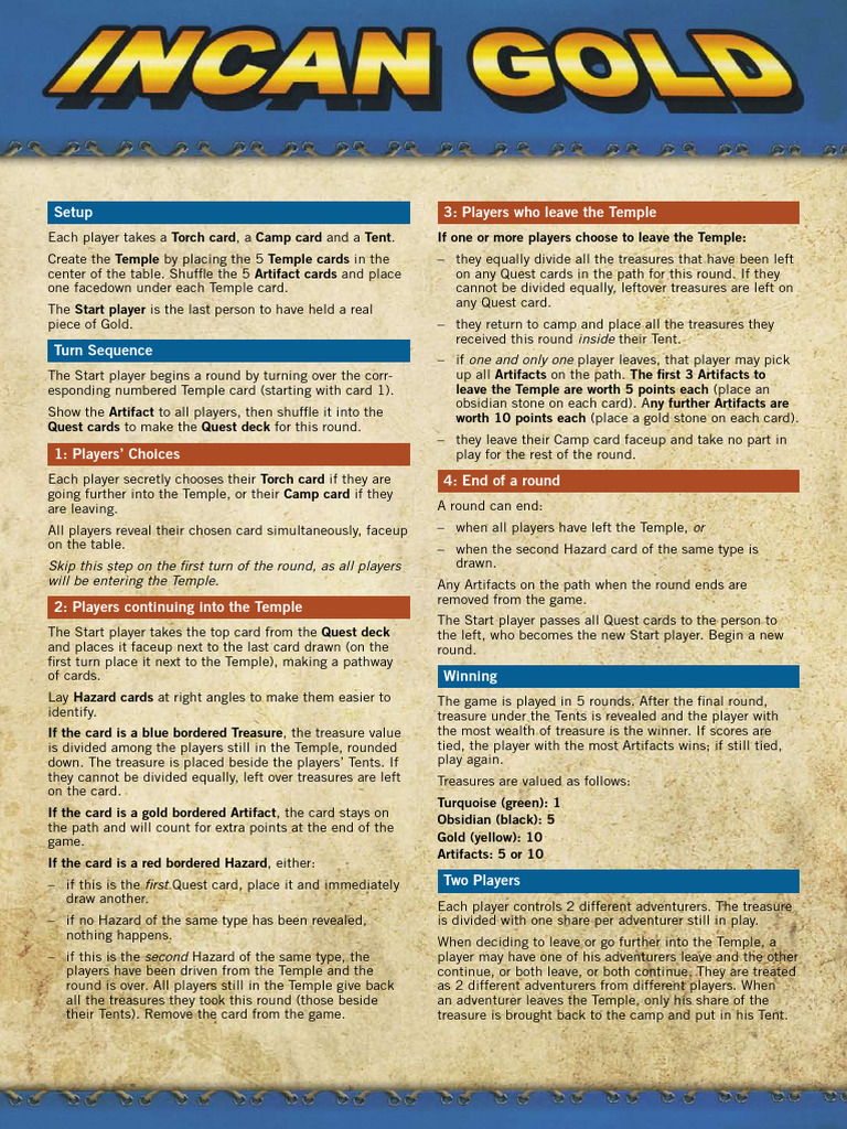 Inca gold 2 | PDF | Ephemera | Gaming Devices