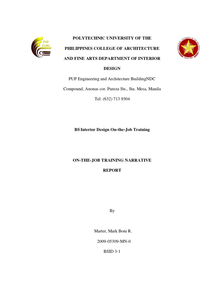 OJT Narrative Report for Interior Design | PDF | Interior Design ...