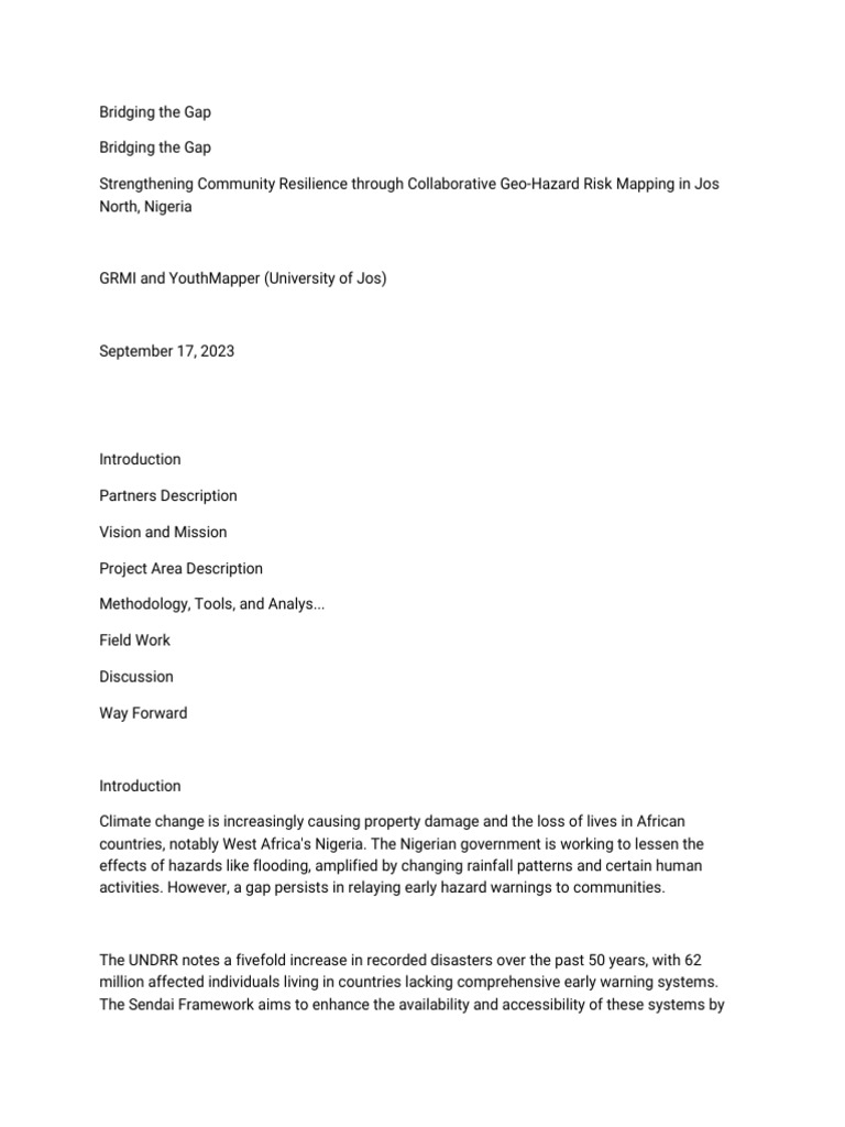 Geo-Hazard Risk Mapping in Jos North | PDF | Climate Resilience | Flood