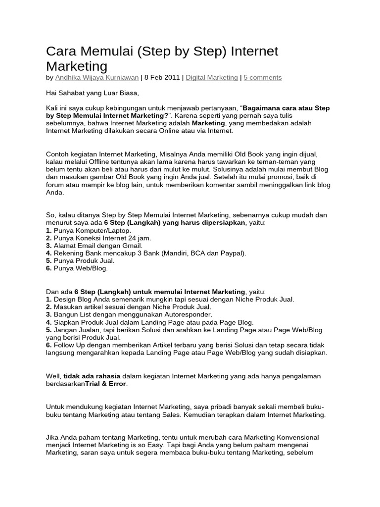 Panduan Lengkap Memulai Internet Marketing | PDF