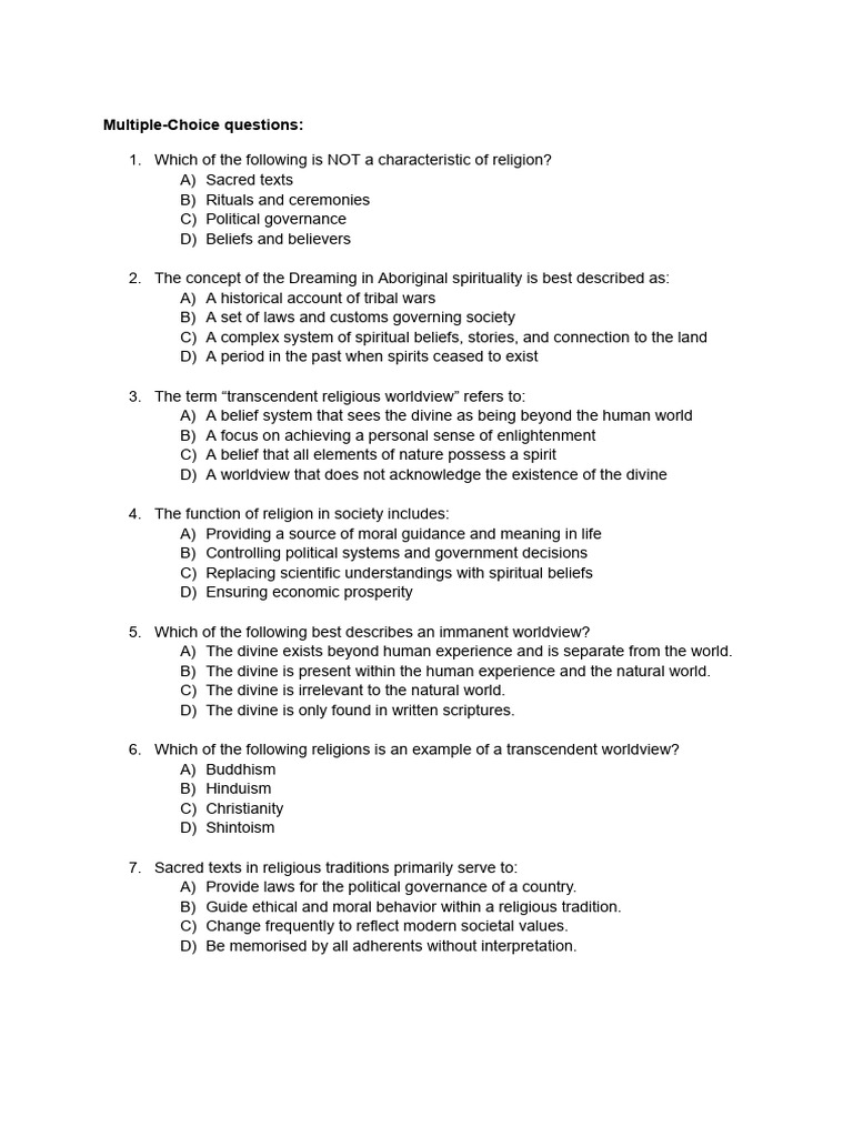Understanding Religious Characteristics and Worldviews | PDF | Divinity ...