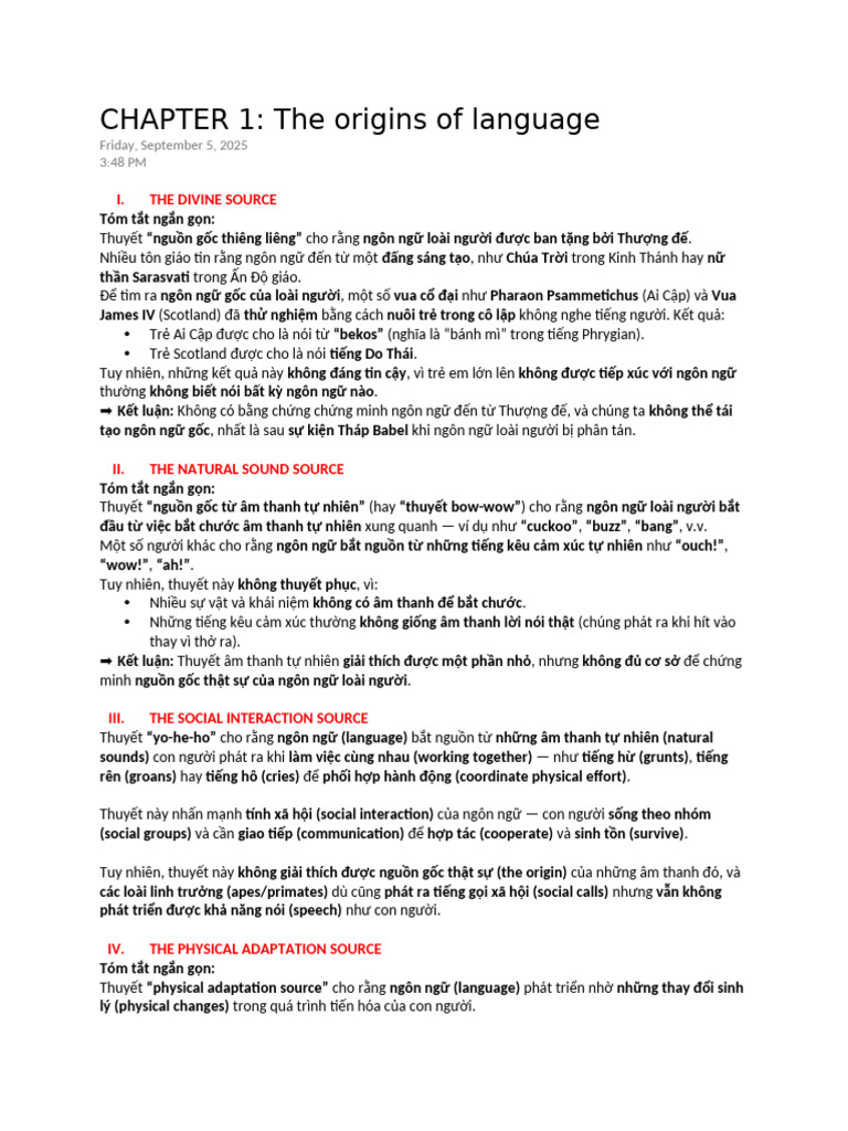 CHAPTER 1 The Origins of Language | PDF
