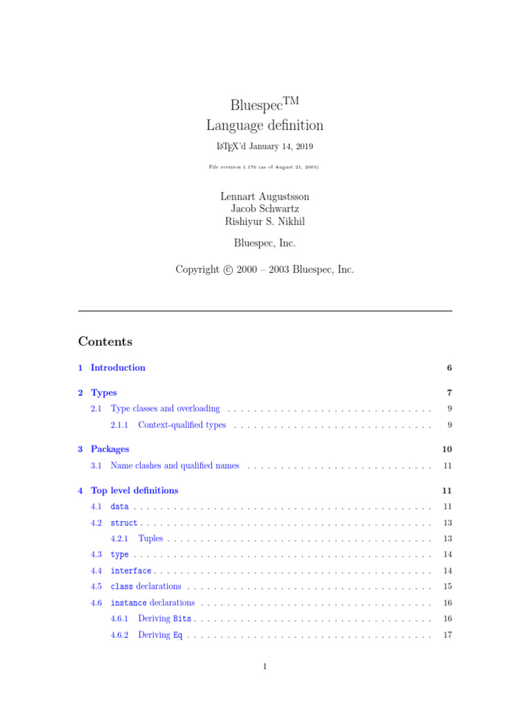Bluespec Language Definition Guide | PDF | Boolean Data Type | Computer ...