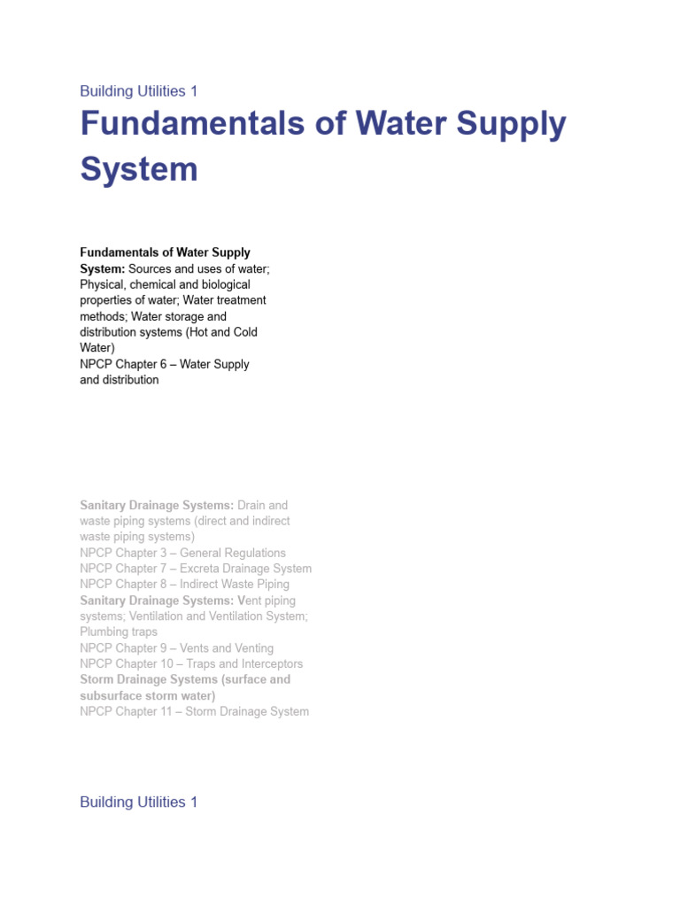 Water Supply System Fundamentals | PDF | Water Purification | Water