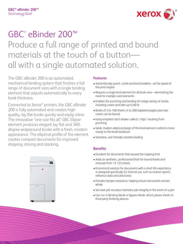 GBC eBinder 200: Automated Binding Solution | PDF | Bookbinding | Books