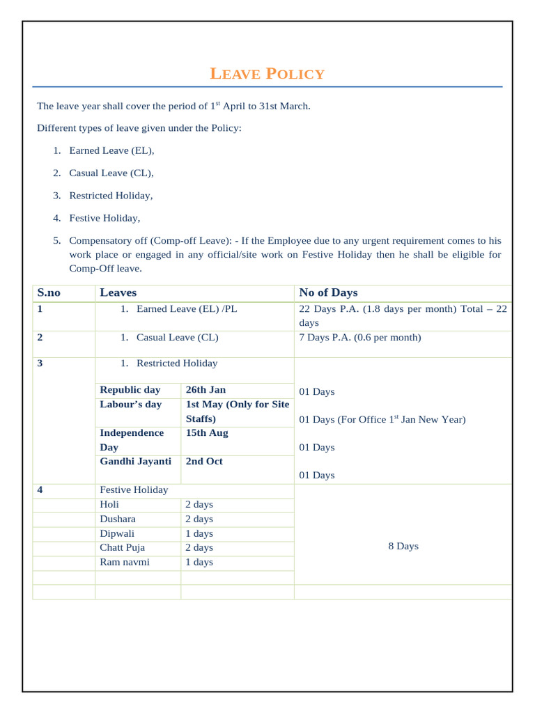 Leave Policy | PDF