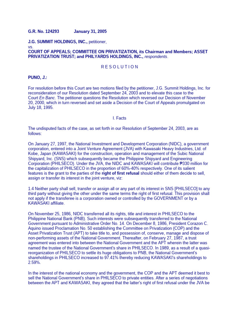 JG Summit Holdings v. CA 450 SCRA 169 2005 | PDF | Estoppel | Corporations