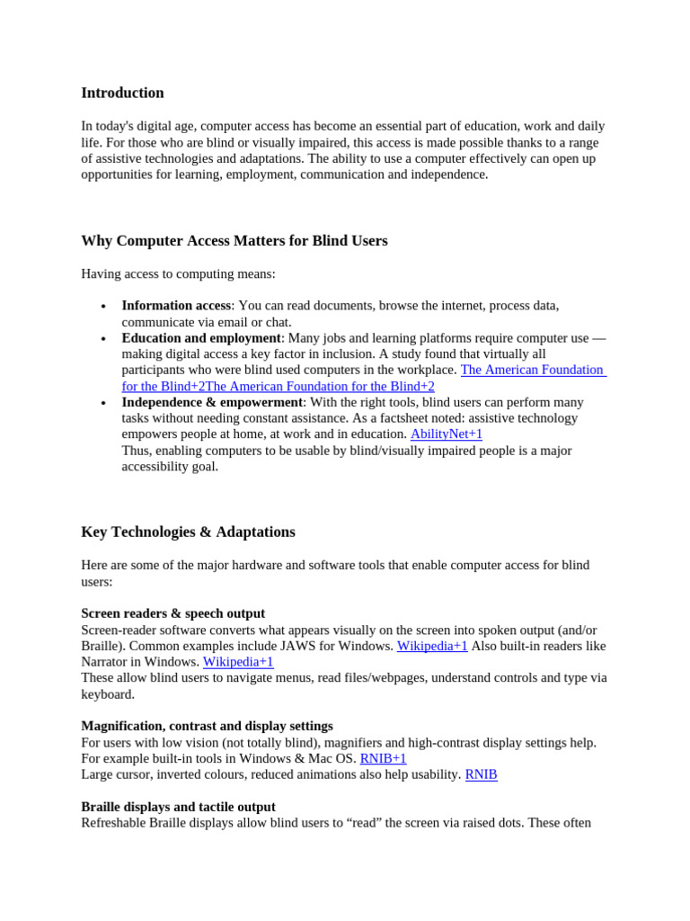 Enhancing Computer Access for the Visually Impaired | PDF | Visual ...