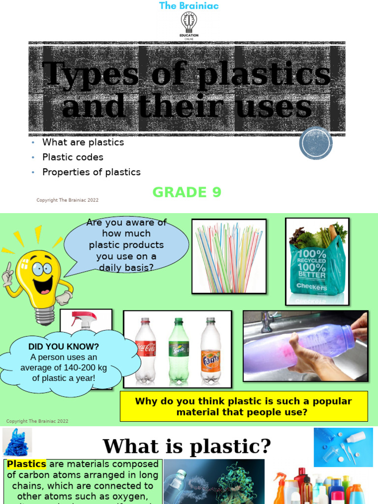 Types and Properties of Plastics Grade 9 | PDF | Plastic | Thermoplastic