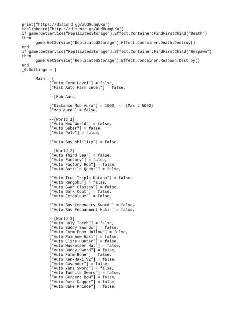 Script Auto Farm Level Auto Update Open Source | PDF