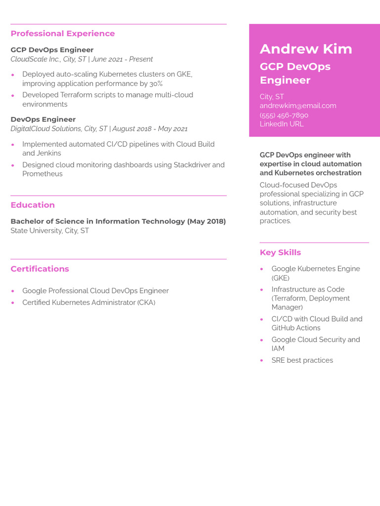 GCP DevOps Engineer Resume Summary | PDF | Collective Intelligence ...